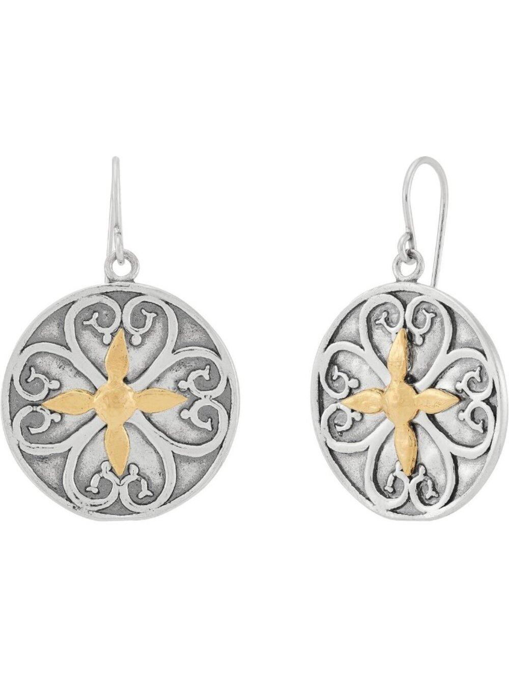 Elegant Sterling Silver & 14K Gold Plated Drop Earrings - Chic Floral Design
